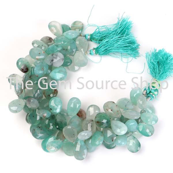 Aqua Chalcedony Faceted Pear Shape Gemstone Beads TGS-2276
