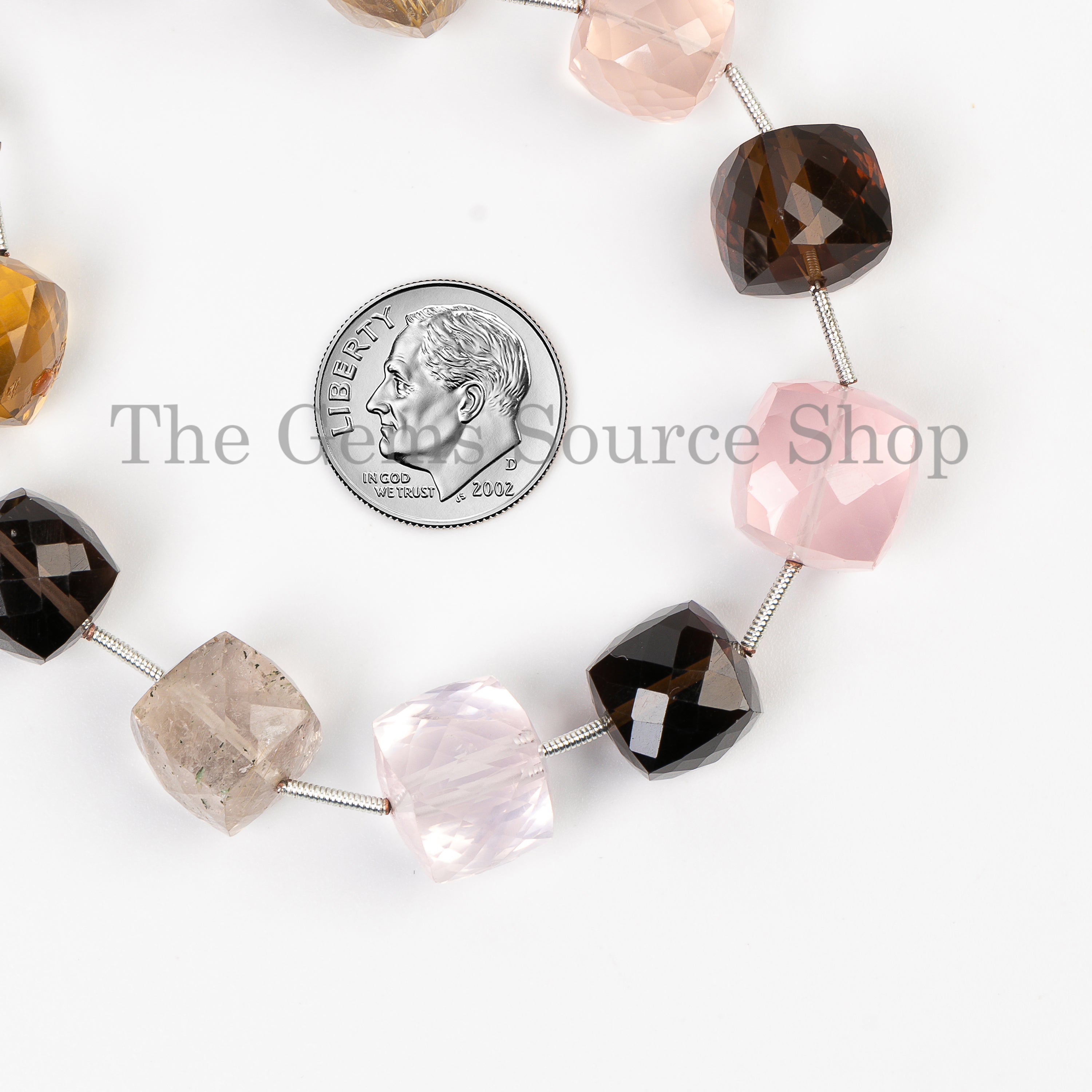 Faceted Natural Multi Gemstone Box Shape Gemstone Bulk Beads Strand- 8"-11-13mm