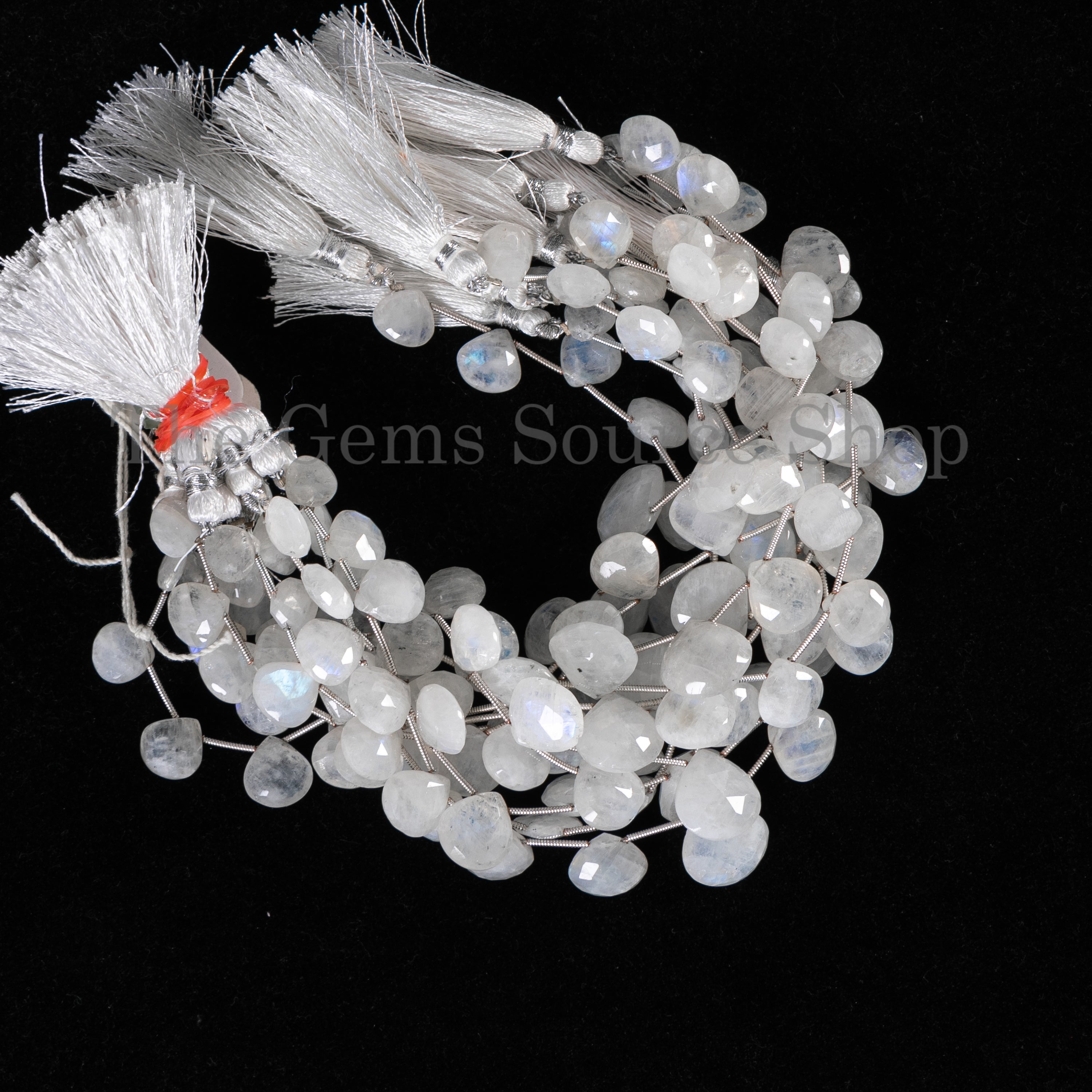8"-13-17mm Genuine Rainbow Moonstone Faceted Heart Beads Strand for Wholesale Jewelry