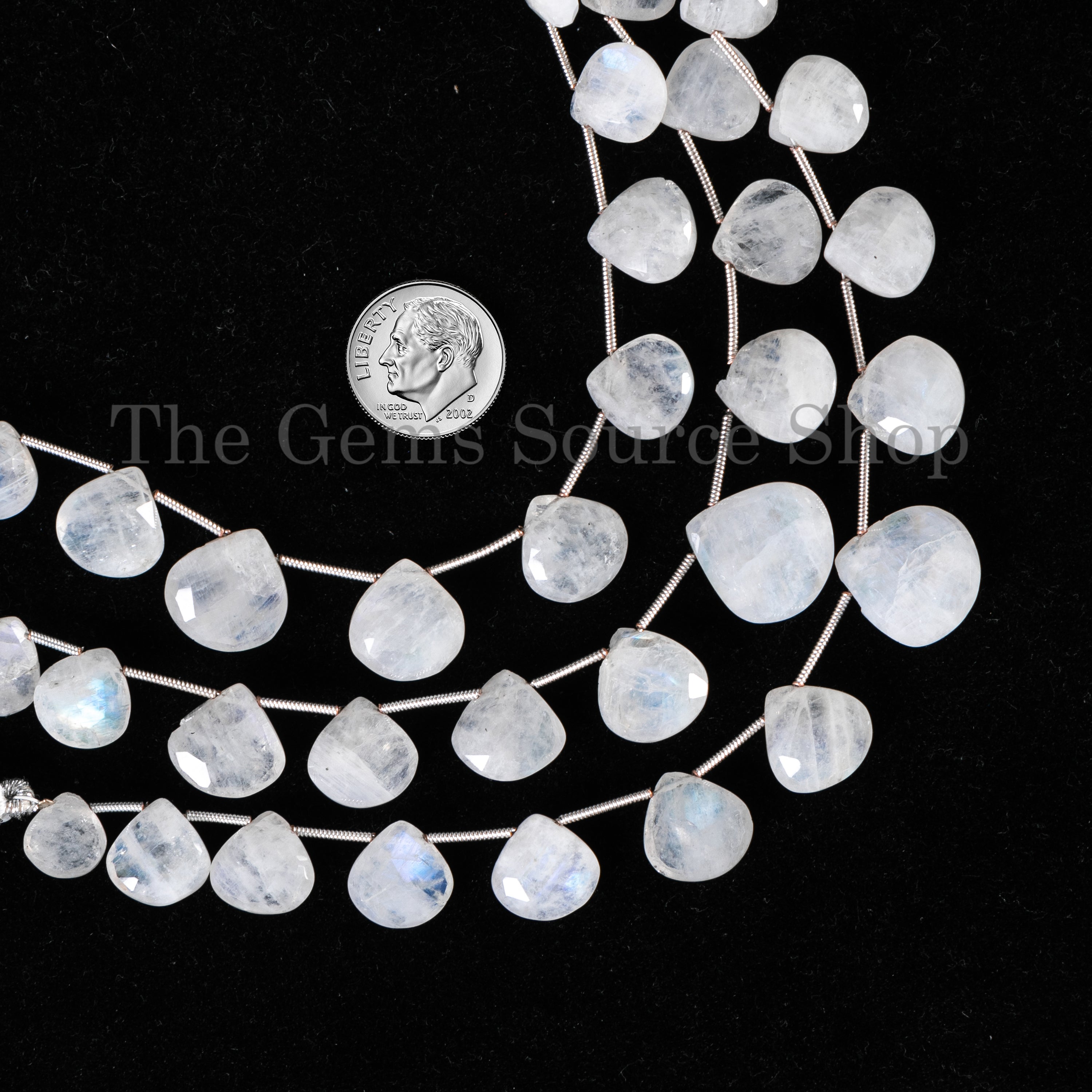 8"-13-17mm Genuine Rainbow Moonstone Faceted Heart Beads Strand for Wholesale Jewelry