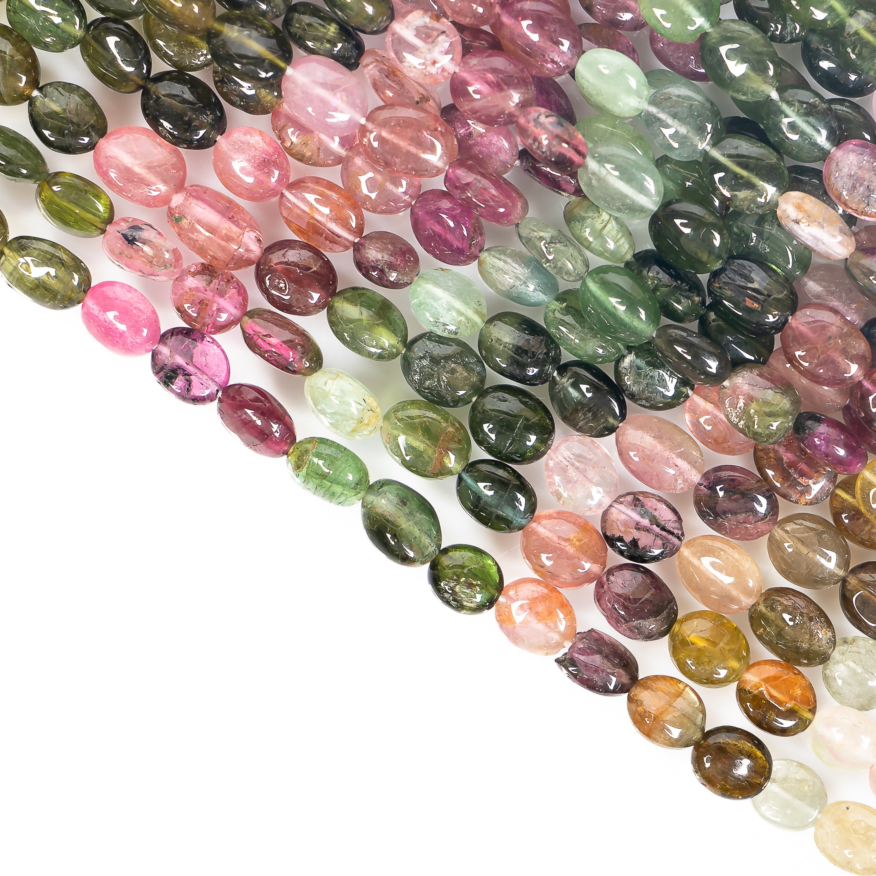 Multi Tourmaline Smooth Oval Wholesale 4x5-4x6mm Gemstone Beads 15" Strand
