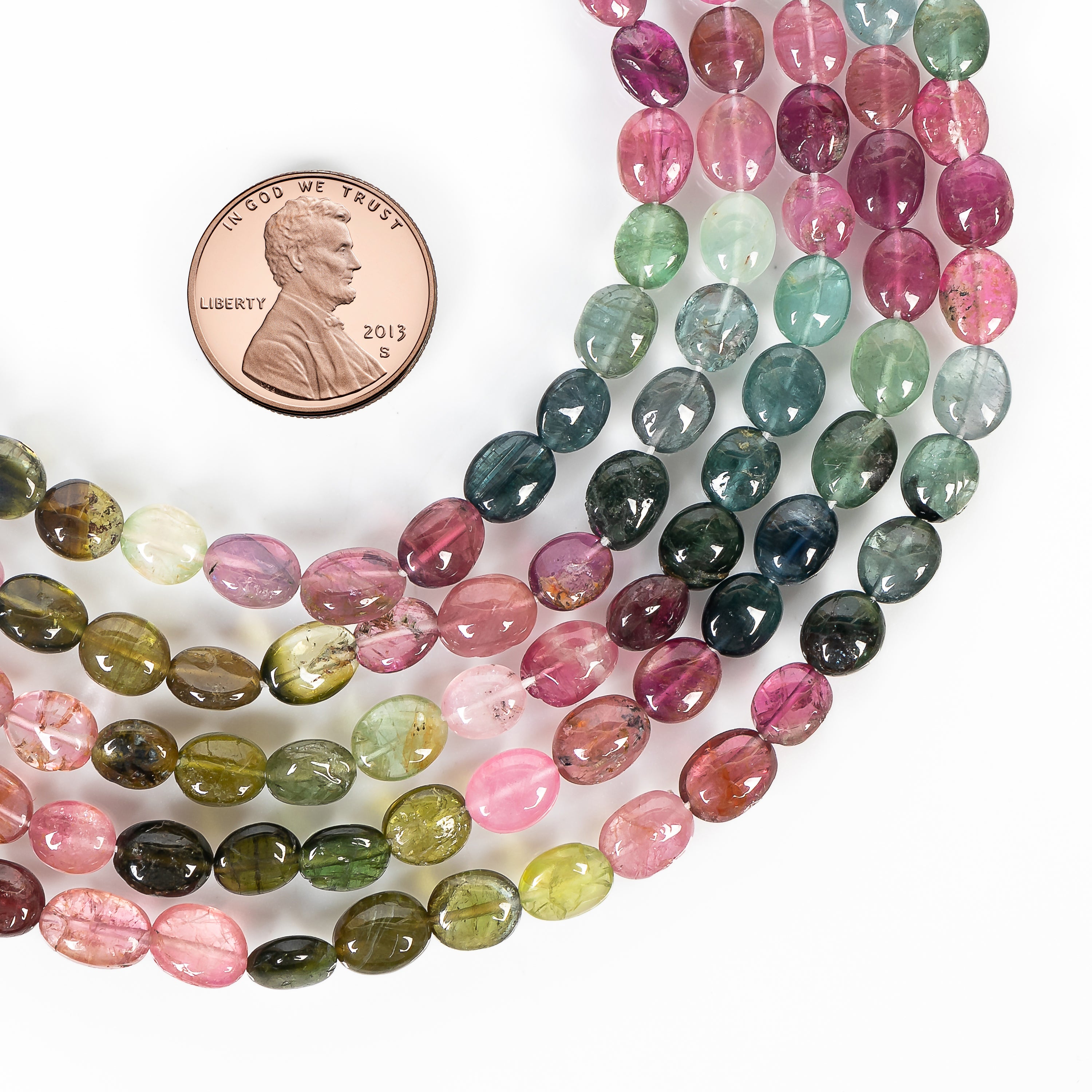Multi Tourmaline Smooth Oval Wholesale 4x5-4x6mm Gemstone Beads 15" Strand