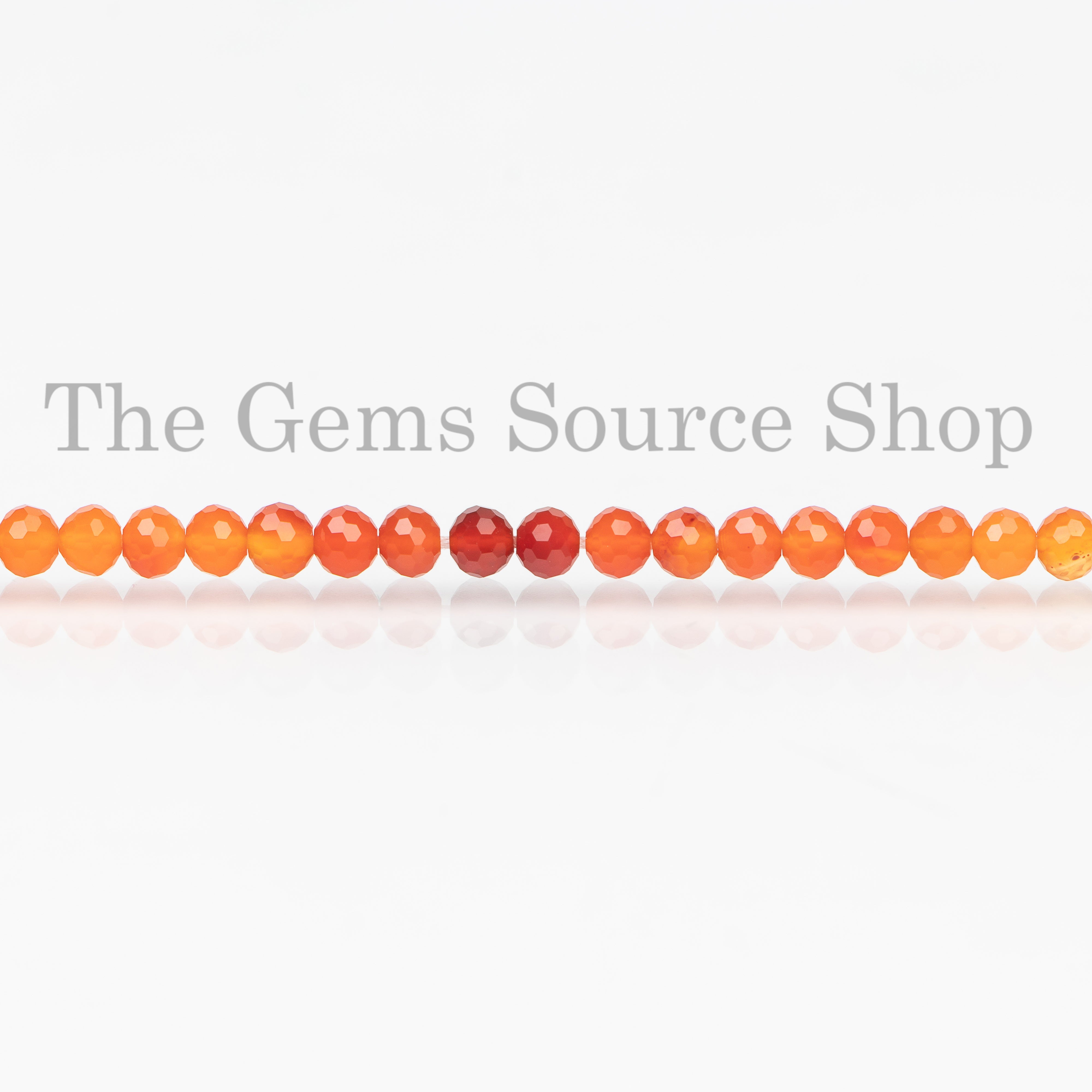 Natural Carnelian Faceted Round Shape 3.5-4mm Gemstone Beads 13" Strand