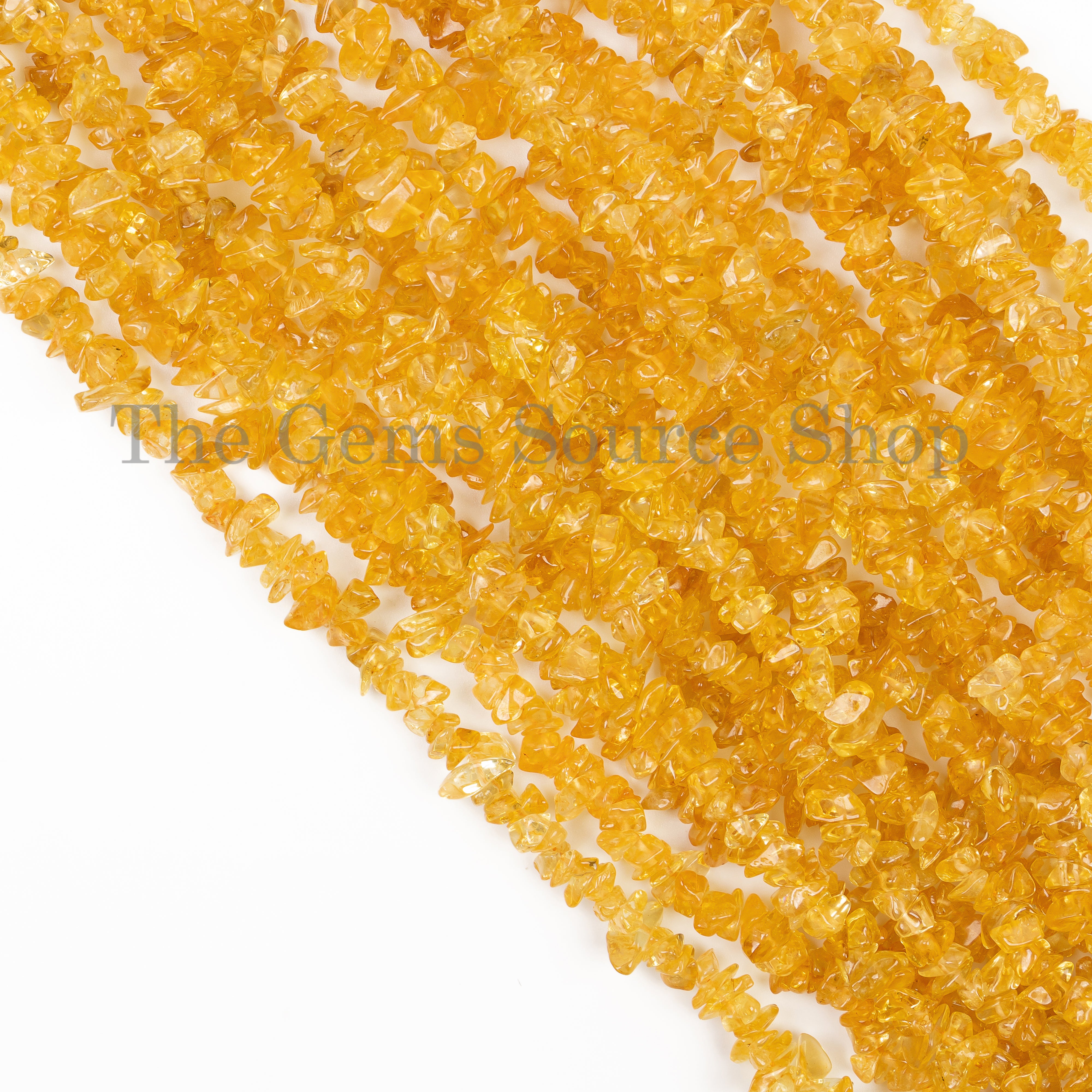 4-8mm-33" Natural Citrine Smooth Nugget Chips Gemstone Beads Strand for Jewelry
