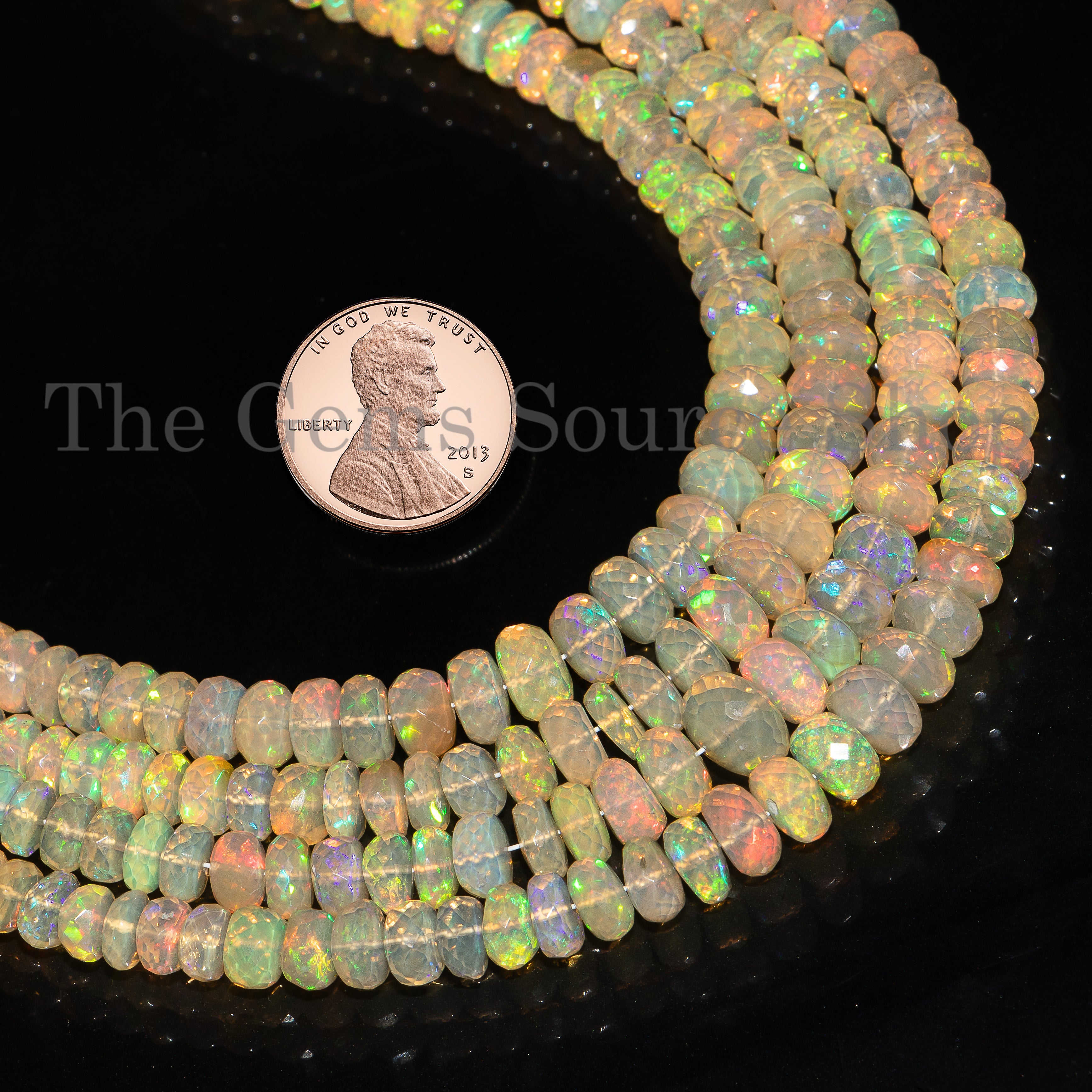Natural Ethiopian Opal Faceted Rondelle Shape 5-7mm Gemstone Beads 17" Strand