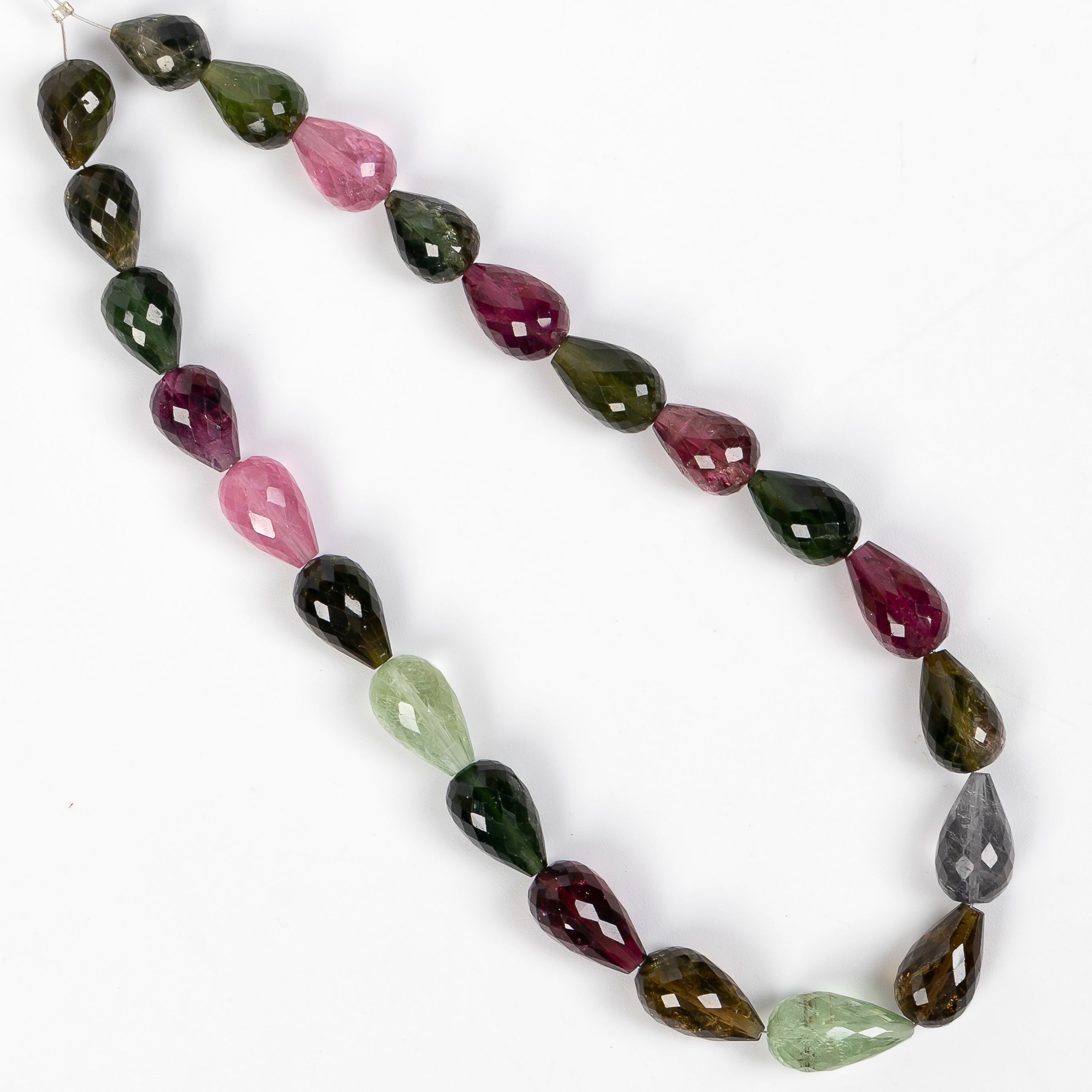 7.5x10-8x14mm-10" Natural Multi Tourmaline Smooth Drops Gemstone Beads Bulk Strand