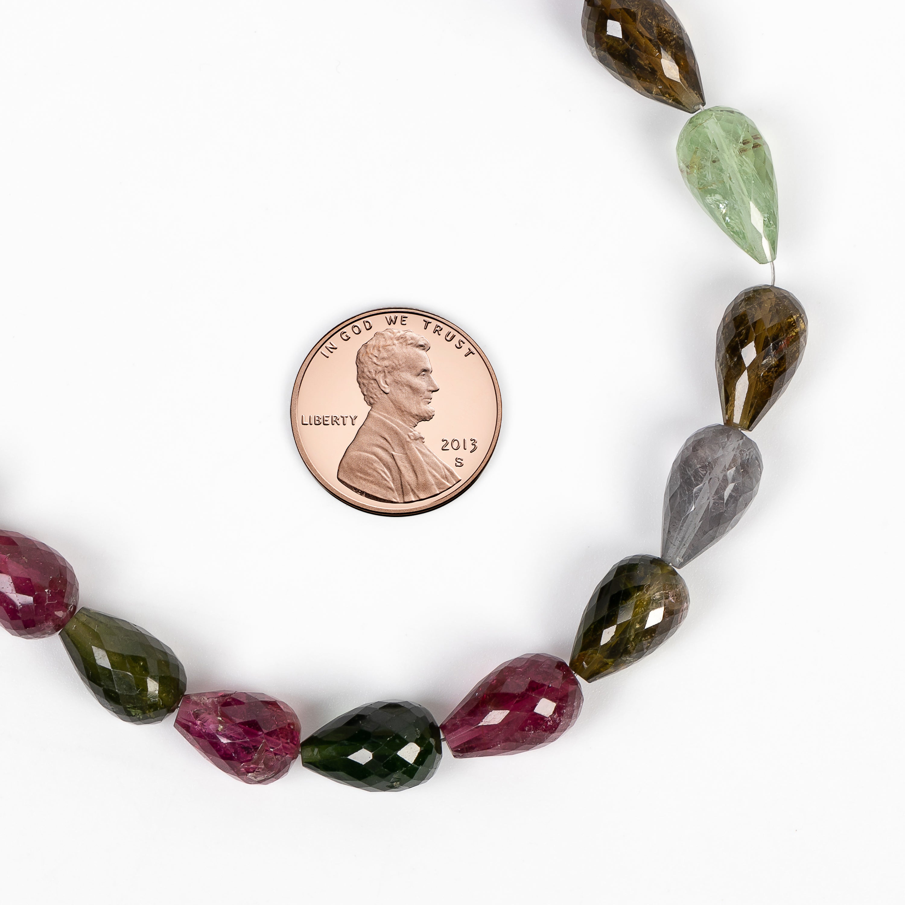7.5x10-8x14mm-10" Natural Multi Tourmaline Smooth Drops Gemstone Beads Bulk Strand
