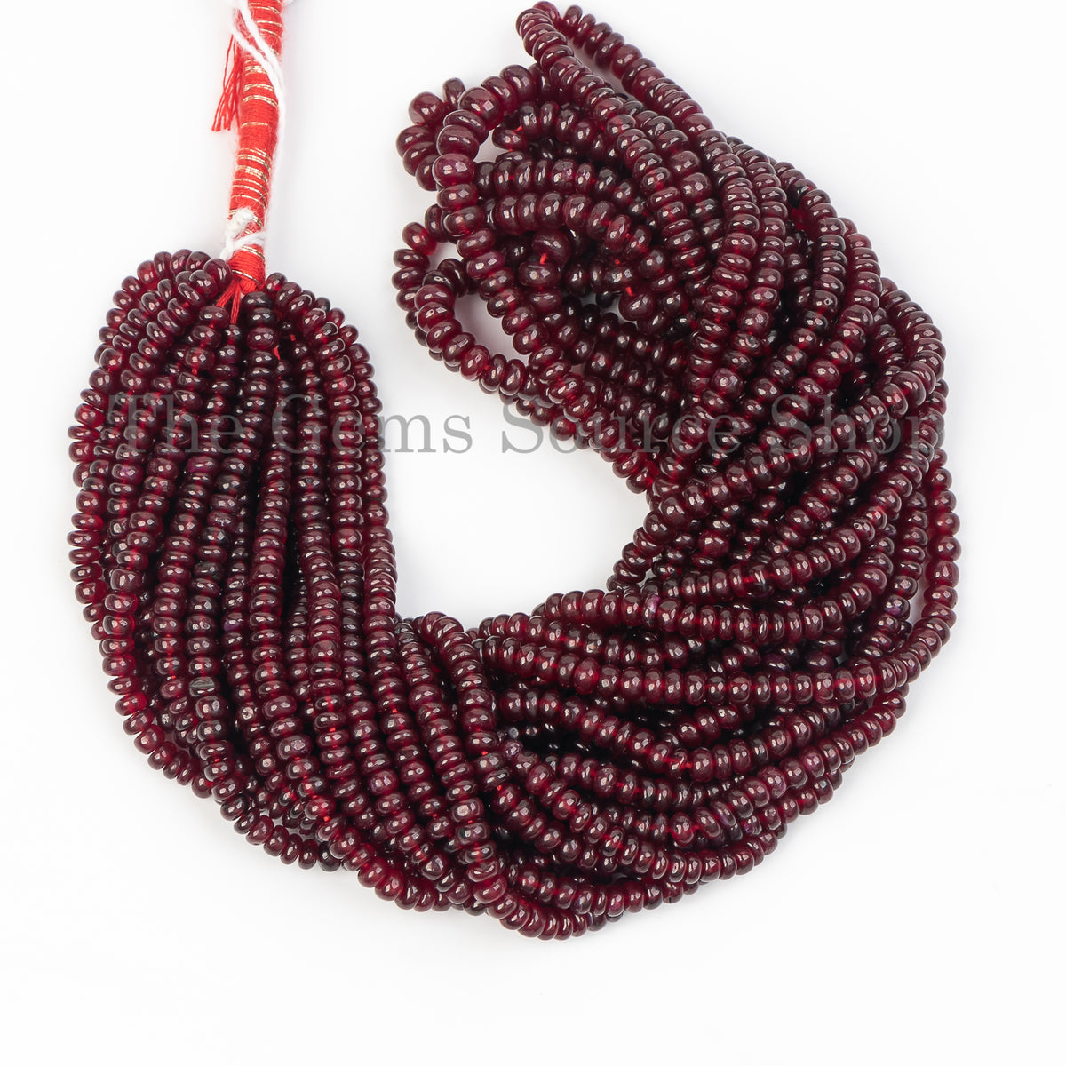 Smooth Rondelle Shape Longido Ruby Center Drilled Bulk Beads Strand ...