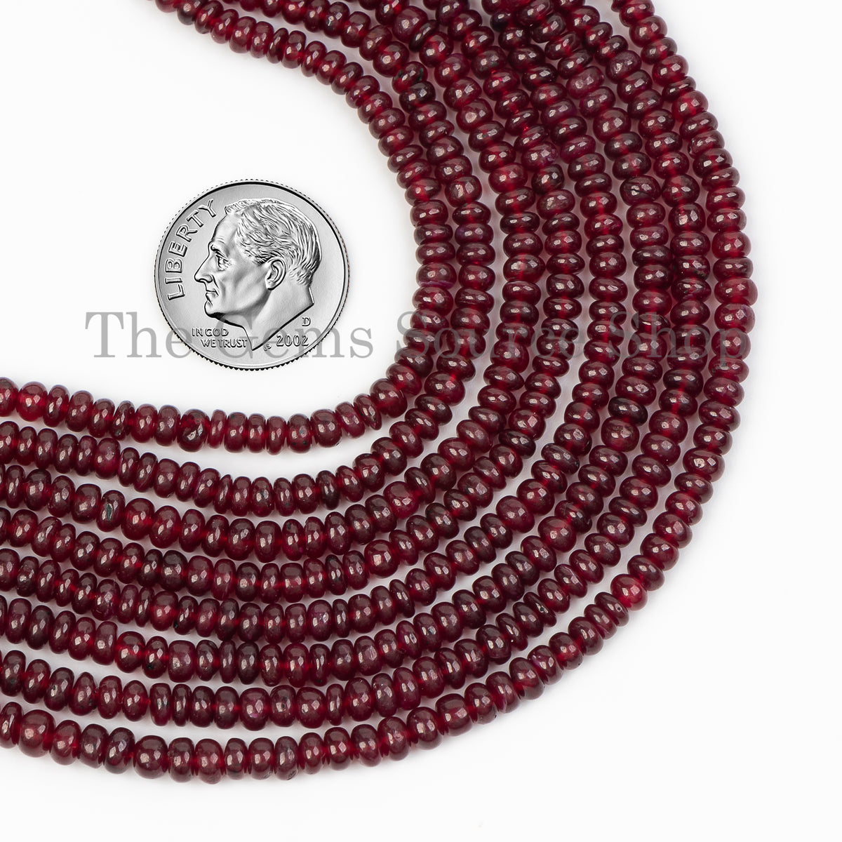 Smooth Rondelle Shape Longido Ruby Center Drilled Bulk Beads Strand ...