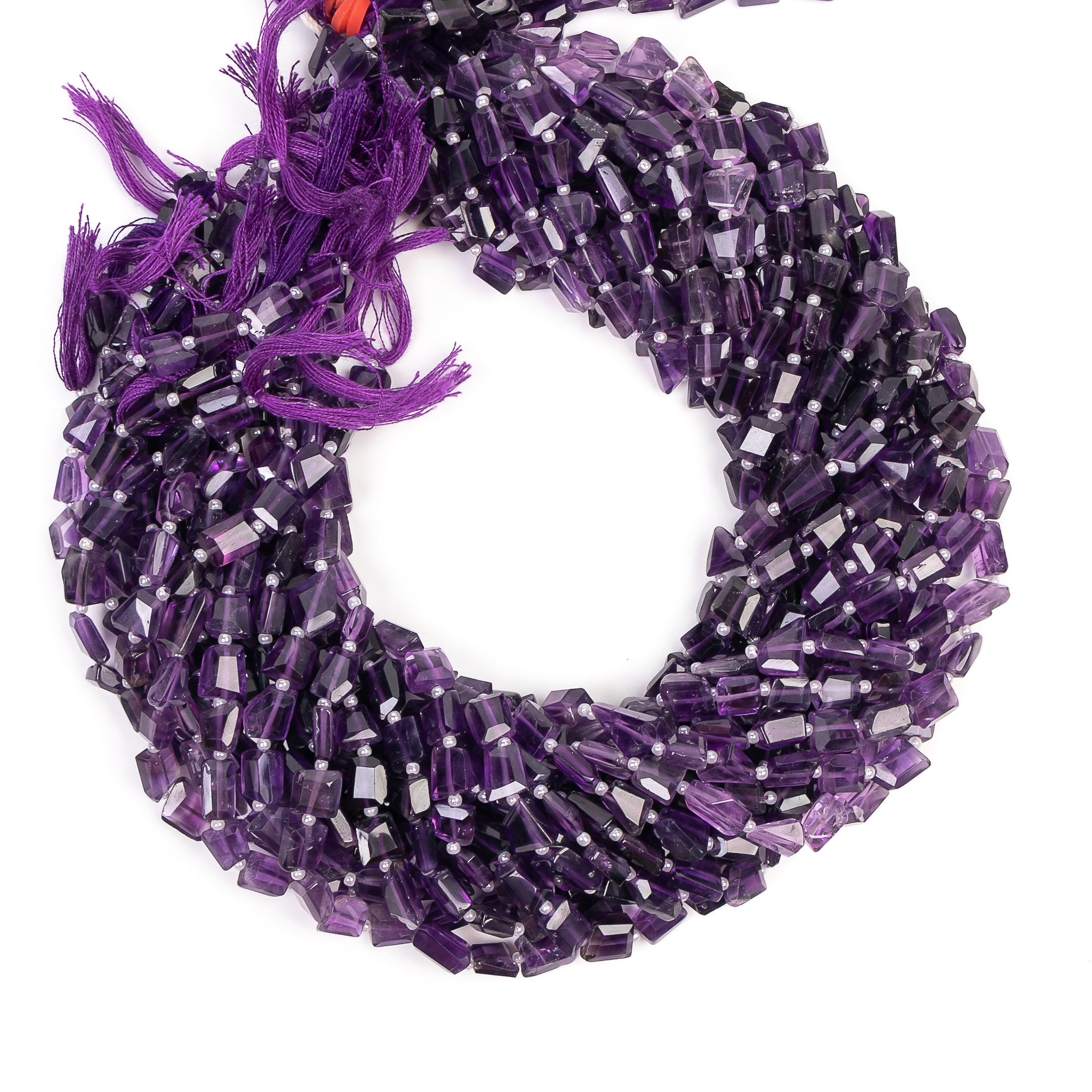 14" African Natural Amethyst Faceted Nugget Gemstone Beads Strand-5x6-7x8mm