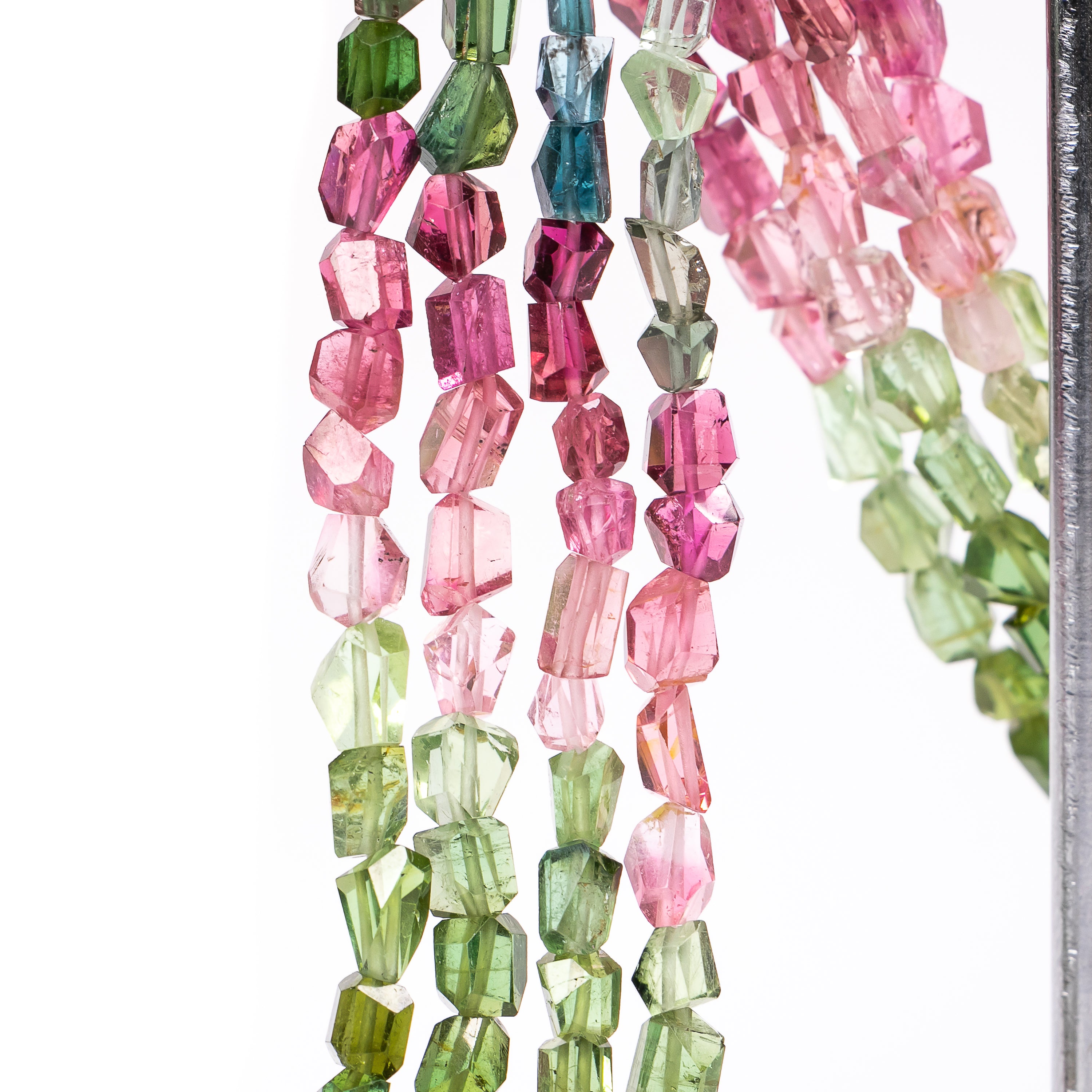 Multi Natural Tourmaline Faceted Nugget Shape 4x5-5x7mm Gemstone Beads 24" Strand