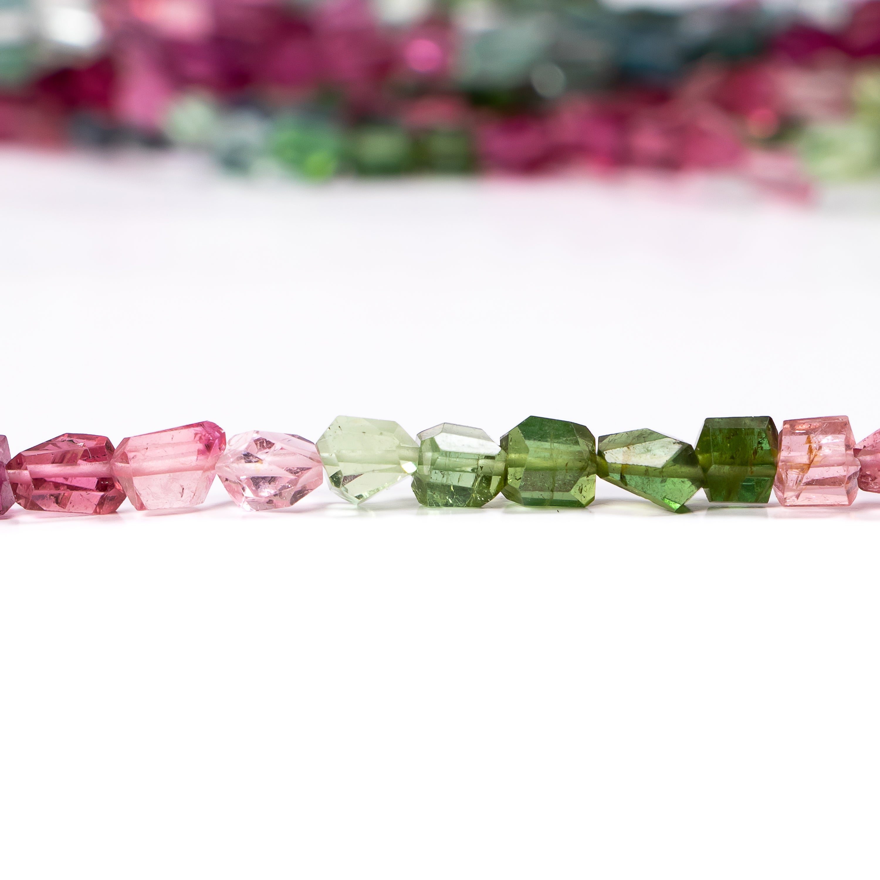 Multi Natural Tourmaline Faceted Nugget Shape 4x5-5x7mm Gemstone Beads 24" Strand