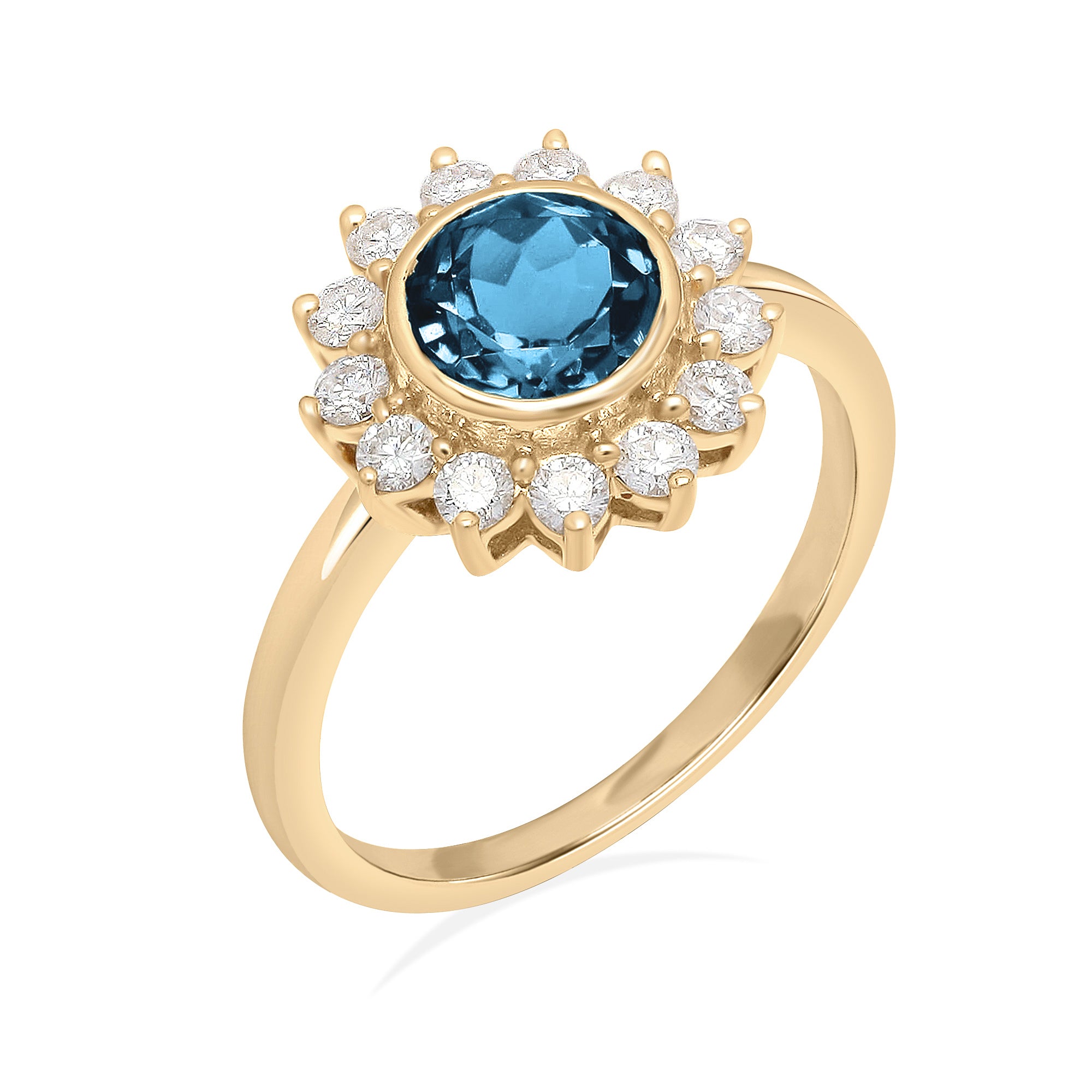 Natural London Blue Topaz Ring, 14k Solid Gold Ring, Engagement Ring, Diamond Ring, Solitaire Ring