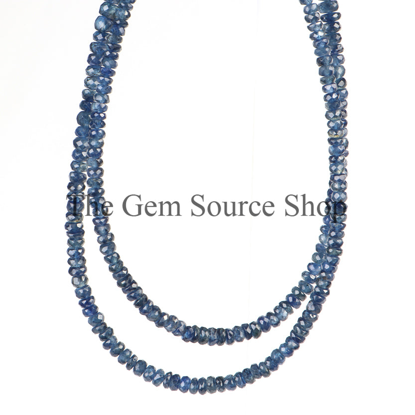 Blue Sapphire Faceted Rondelle Beaded Necklace TGS-2350