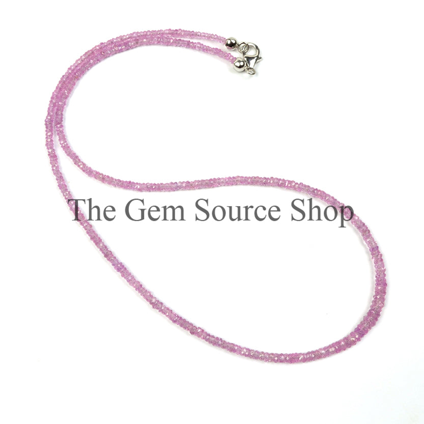 Natural Pink Sapphire Faceted Rondelle Beaded Necklace TGS-2351