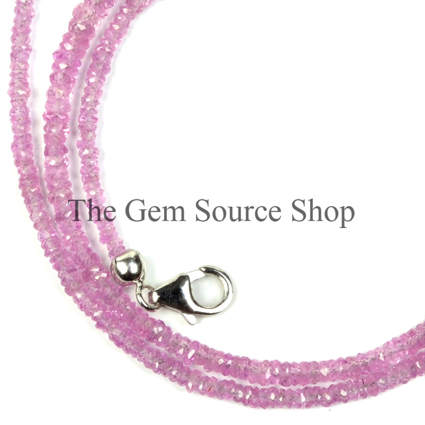 Natural Pink Sapphire Faceted Rondelle Beaded Necklace TGS-2351
