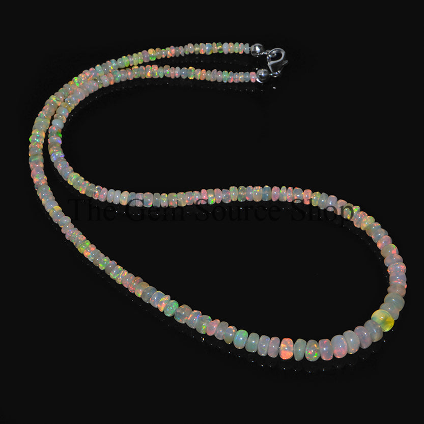 Natural Ethiopian Opal Beads Necklace, Faceted Rondelle Beads Necklace, Opal Gemstone Necklace