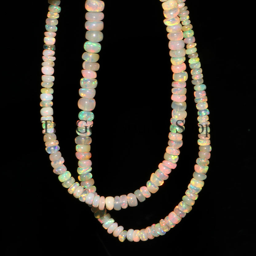 Natural Ethiopian Opal Beads Necklace, Faceted Rondelle Beads Necklace, Opal Gemstone Necklace