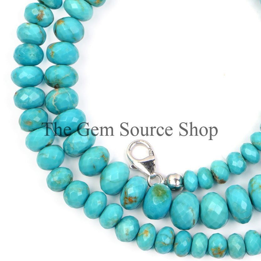 Natural Turquoise Beads Necklace, Turquoise Faceted Beads Necklace, Rondelle Beads Necklace