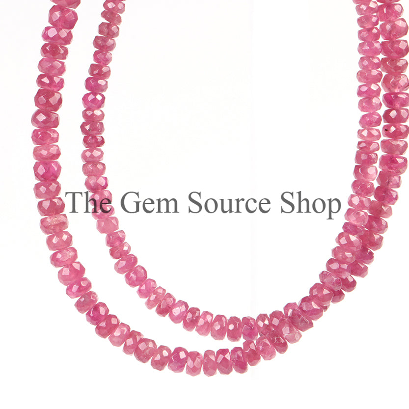 Natural Pink Tourmaline Necklace, Tourmaline Faceted Beads Necklace, Rondelle Beads Necklace
