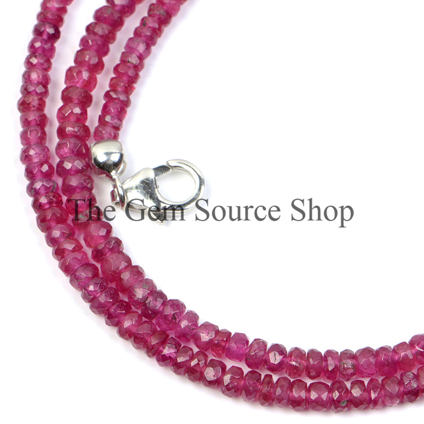Pink Tourmaline Beads Necklace, Pink Tourmaline Rondelle Beads Necklace, Pink Tourmaline Faceted Beads