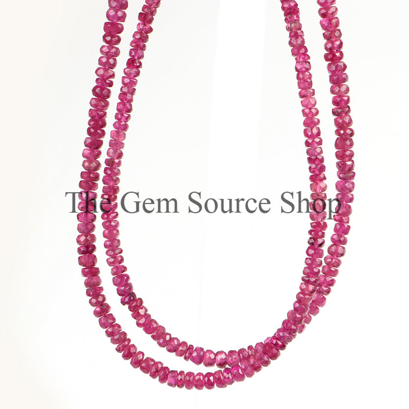 Pink Tourmaline Beads Necklace, Pink Tourmaline Rondelle Beads Necklace, Pink Tourmaline Faceted Beads