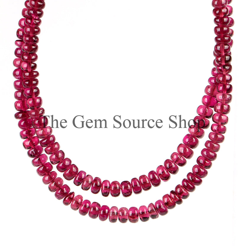 Rubellite Tourmaline Beads, Tourmaline Smooth Beads Necklace, Tourmaline Rondelle Necklace