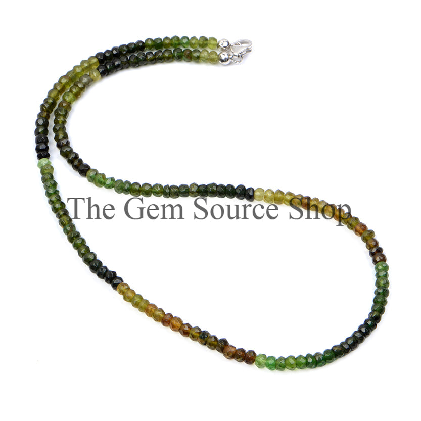 Chrome Tourmaline Beads Necklace, Tourmaline Faceted Beads Necklace, Rondelle Beads Necklace
