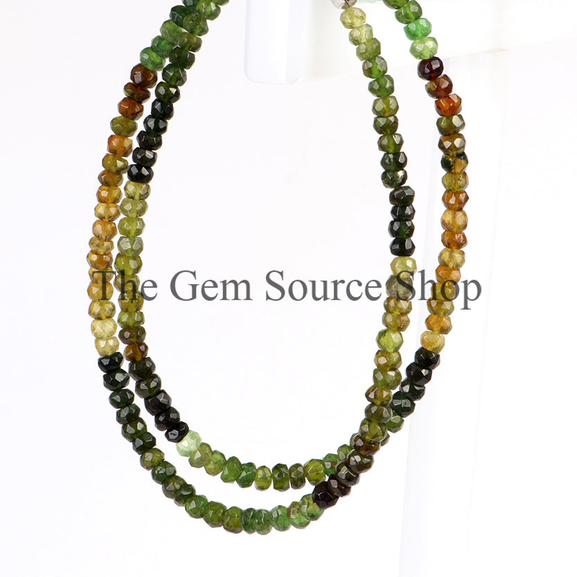 Chrome Tourmaline Beads Necklace, Tourmaline Faceted Beads Necklace, Rondelle Beads Necklace