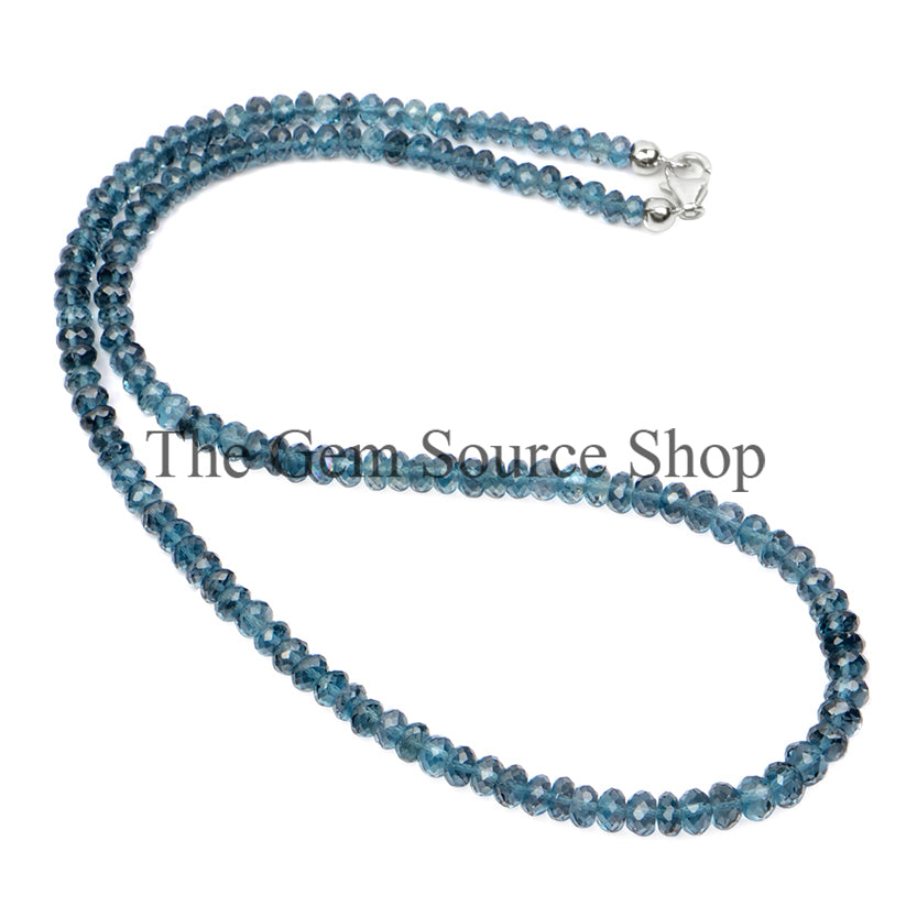 London Blue Topaz FacetedRondelle Shape Beaded Necklace TGS-2379