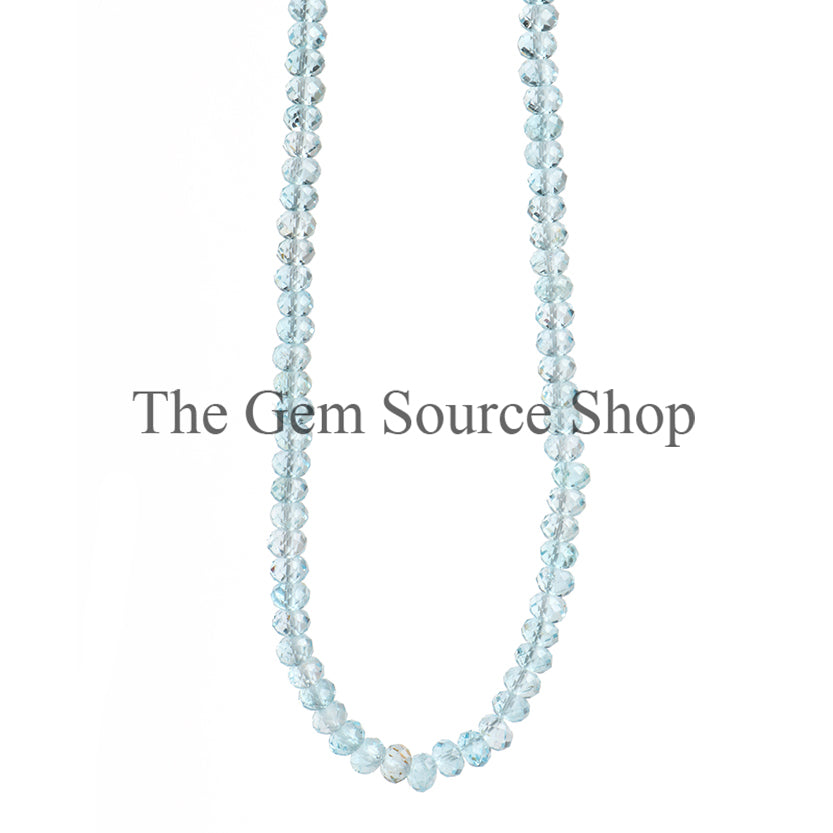 Sky Blue Topaz Faceted Rondelle Shape Beaded Necklace TGS-2380