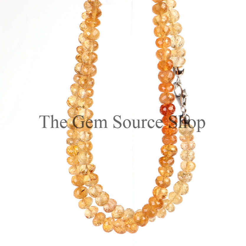 Extremely Rare Natural Imperial Topaz Beads Necklace, Faceted Rondelle Beads Necklace