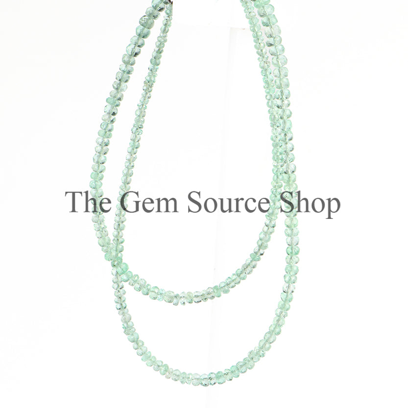 Colombian Emerald Faceted Rondelle Shape Beaded Necklace TGS-2390