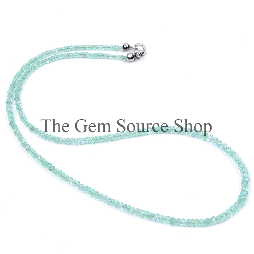 Colombian Emerald Faceted Rondelle Shape Beaded Necklace TGS-2390
