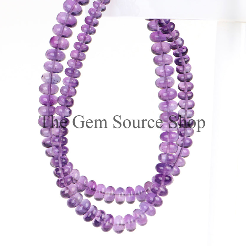 Natural Amethyst Smooth Rondelle Shape Beaded Necklace TGS-2394