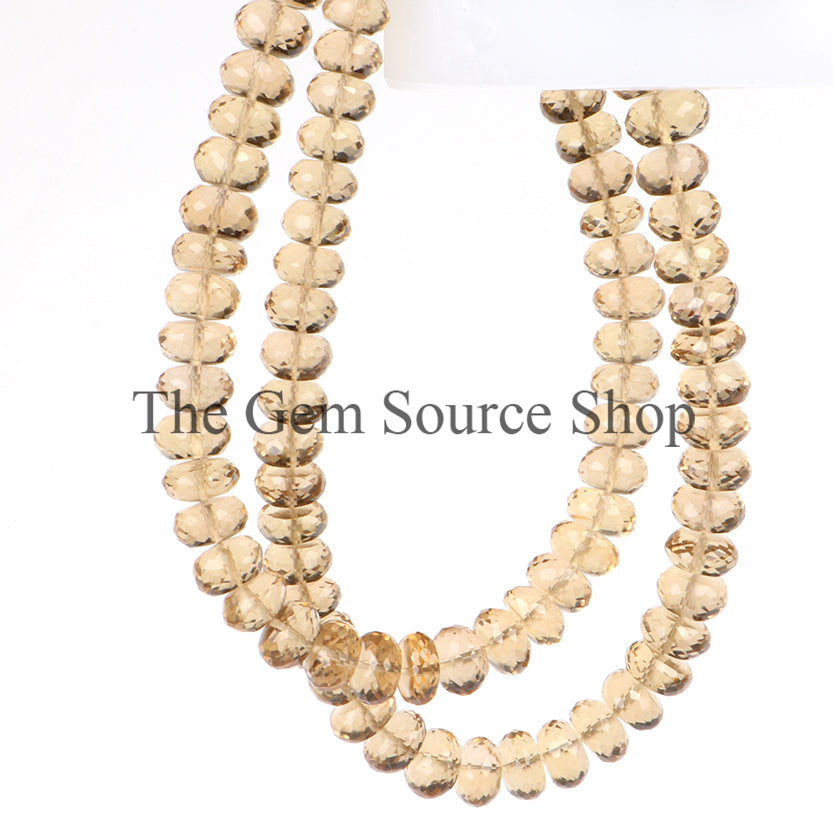 Champagne Citrine Faceted Rondelle Beaded Necklace TGS-2395