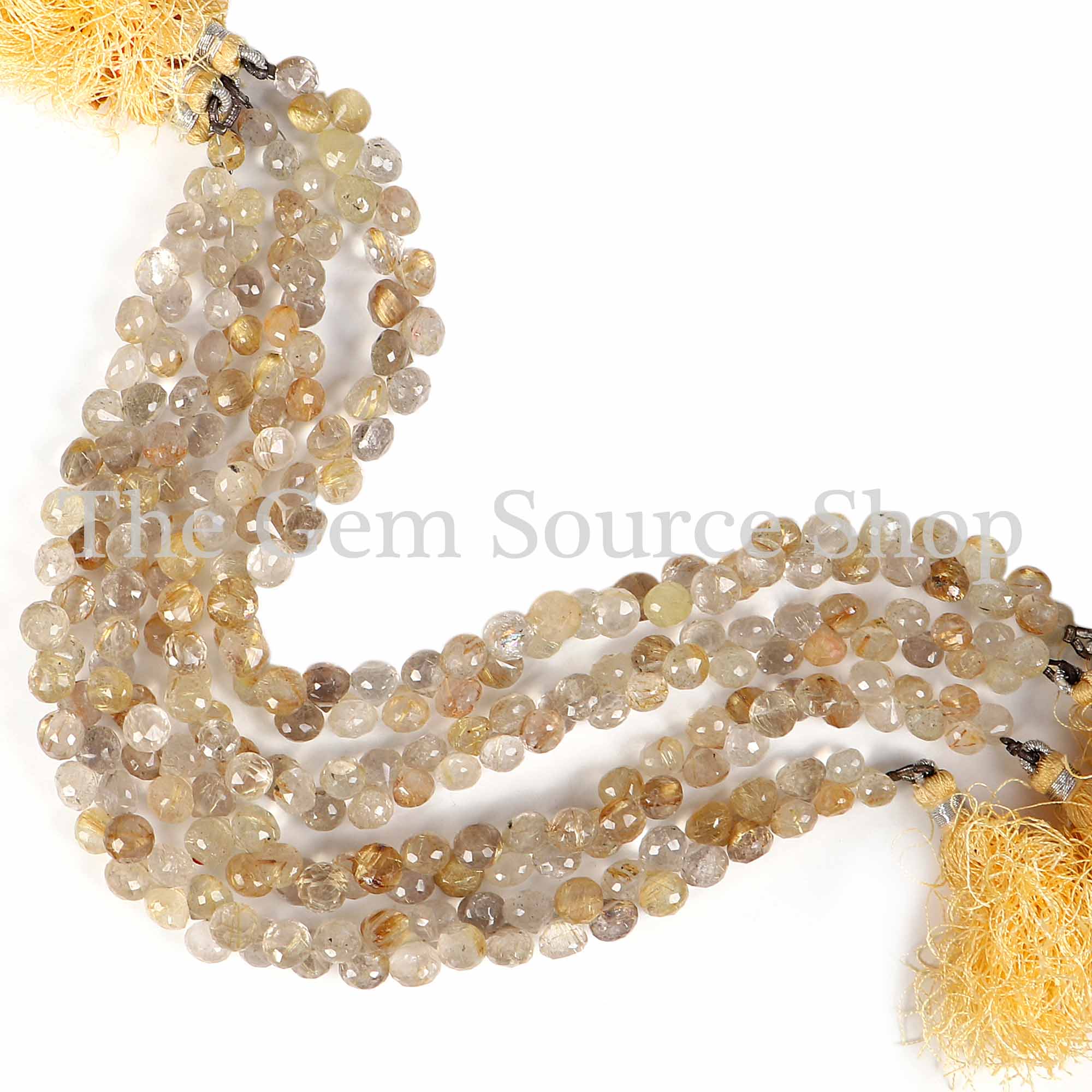 Golden Rutile Beads, Golden Rutile Faceted Beads, Golden Rutile Onion Shape Beads, Wholesale Beads