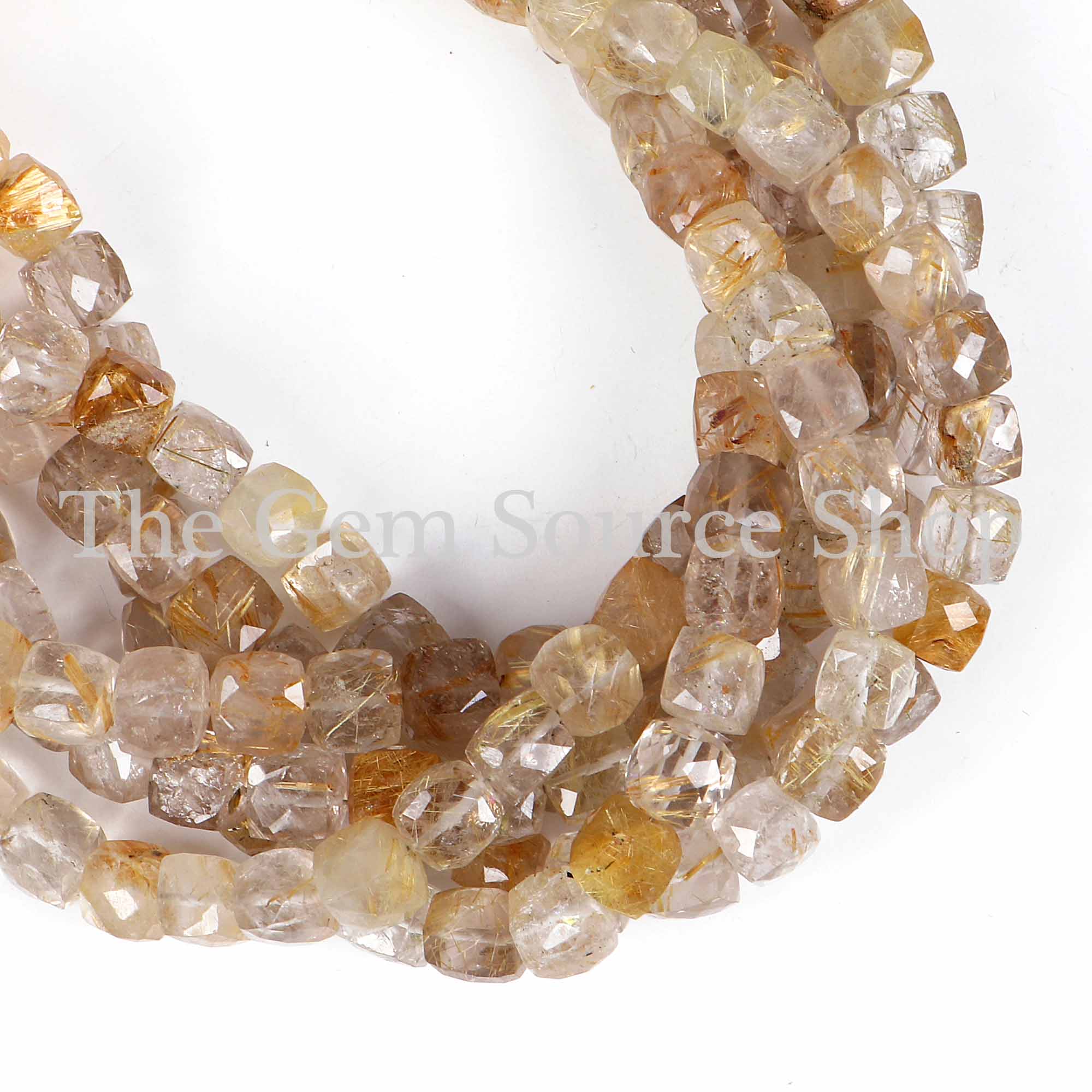 Golden Rutile Beads, Golden Rutile Faceted Beads, Golden Rutile Box Shape Beads, Wholesale Beads