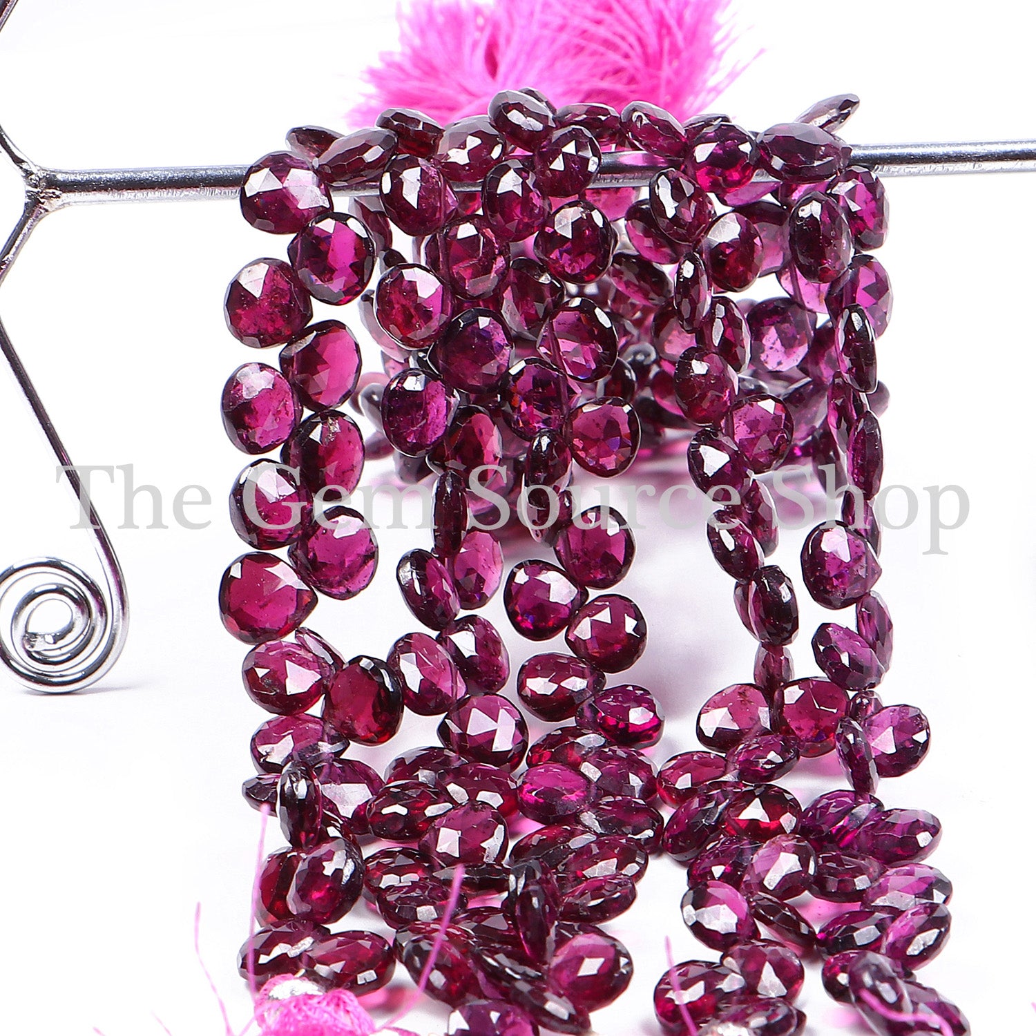 Rhodolite Garnet Beads, Garnet Faceted Beads, Garnet Heart Shape Beads, Side Drill Heart Beads