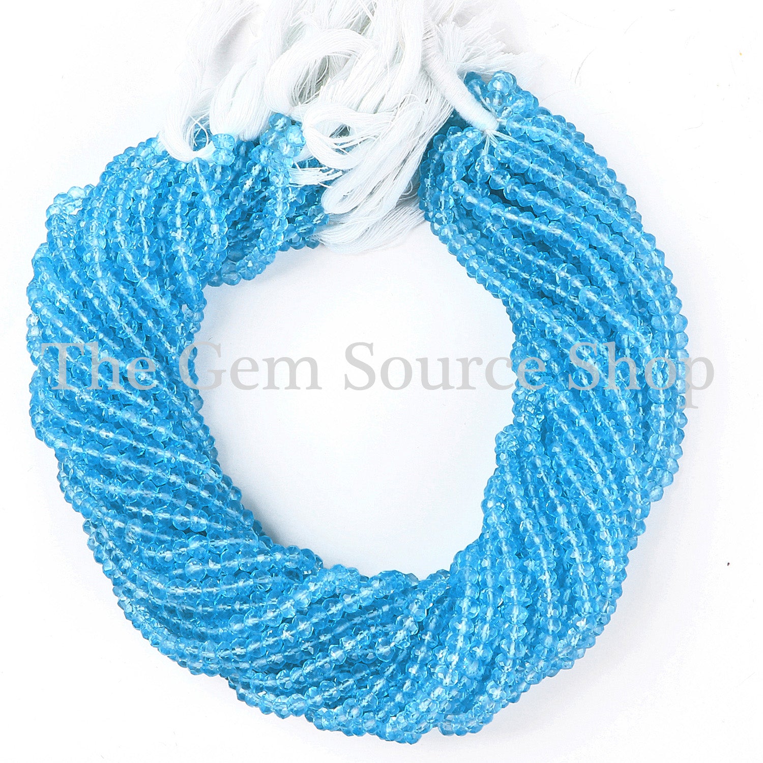 Sky Blue Topaz Quartz Beads, Blue Topaz Quartz Faceted Rondelle Beads, Wholesale Beads