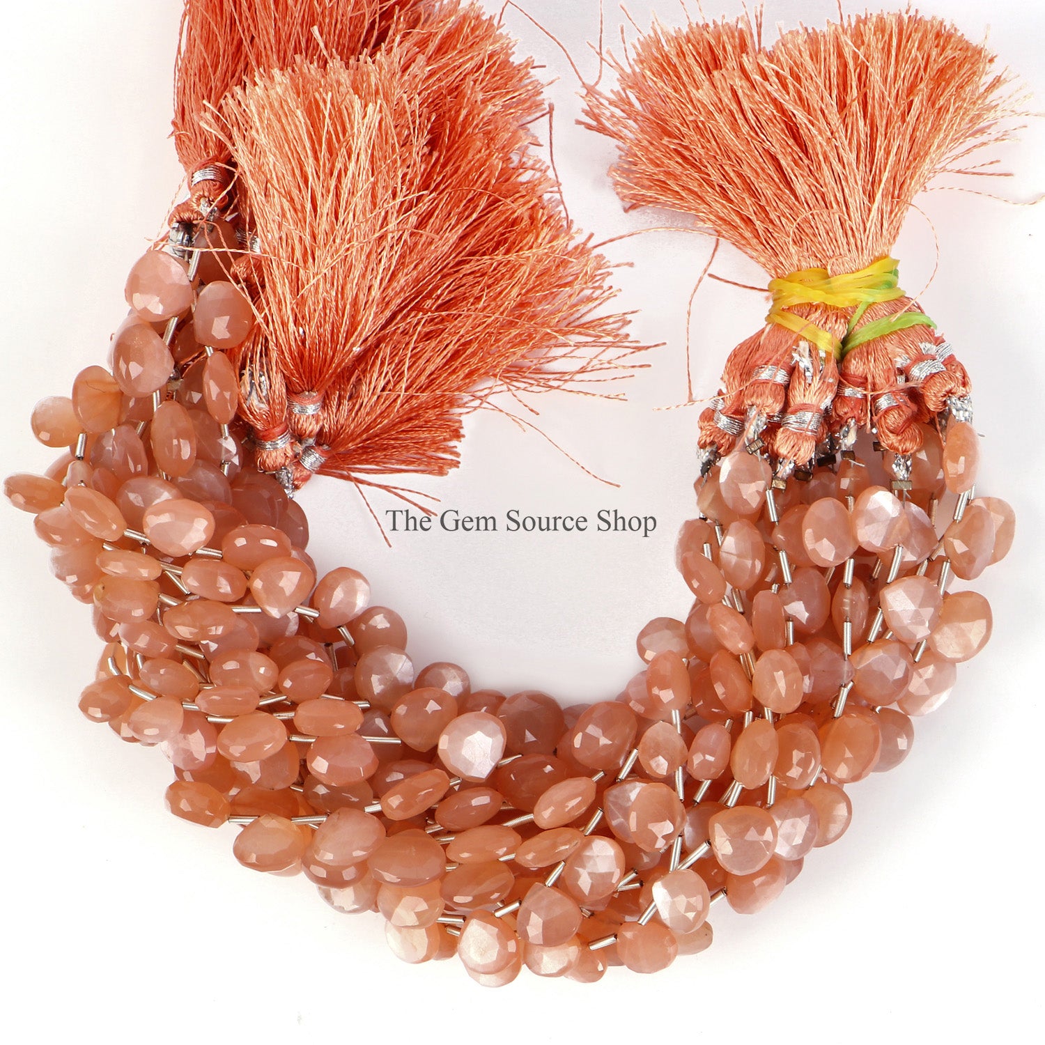 7-10mm Peach Moonstone Beads, Moonstone Faceted Heart Beads, Moonstone Beads For Jewelry