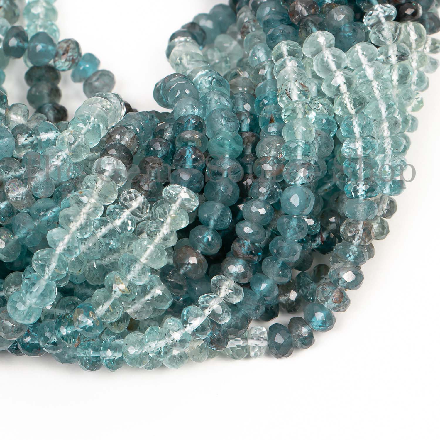 Moss Aquamarine Faceted Rondelle Beads, Gemstone Rondelle Beads, Wholesale Beads