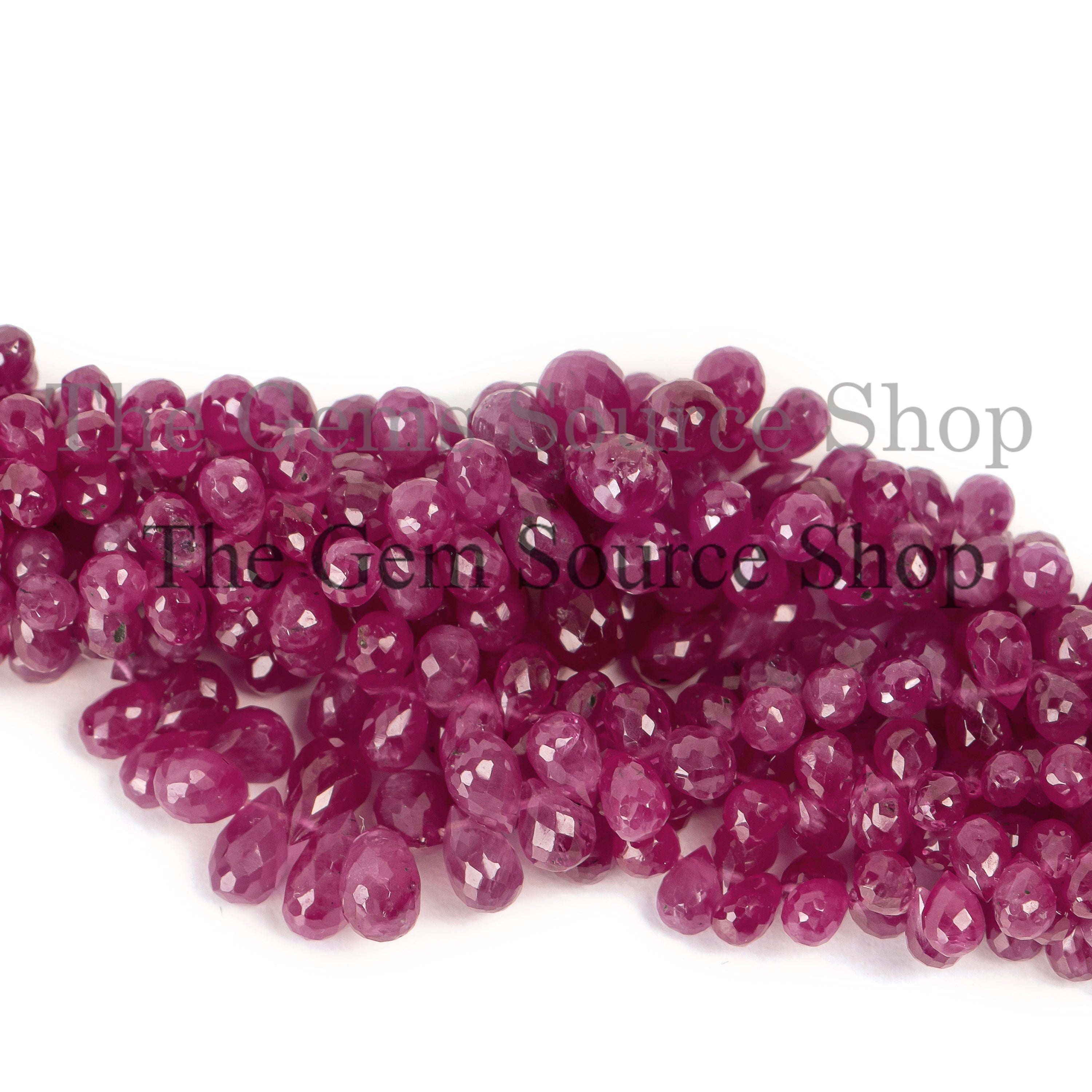 Natural Burma Ruby Tear Drop Briolette, Gemstone Beads, Burma Ruby Faceted Beads, Burma Ruby Drop Beads, High Quality Burma Ruby Beads