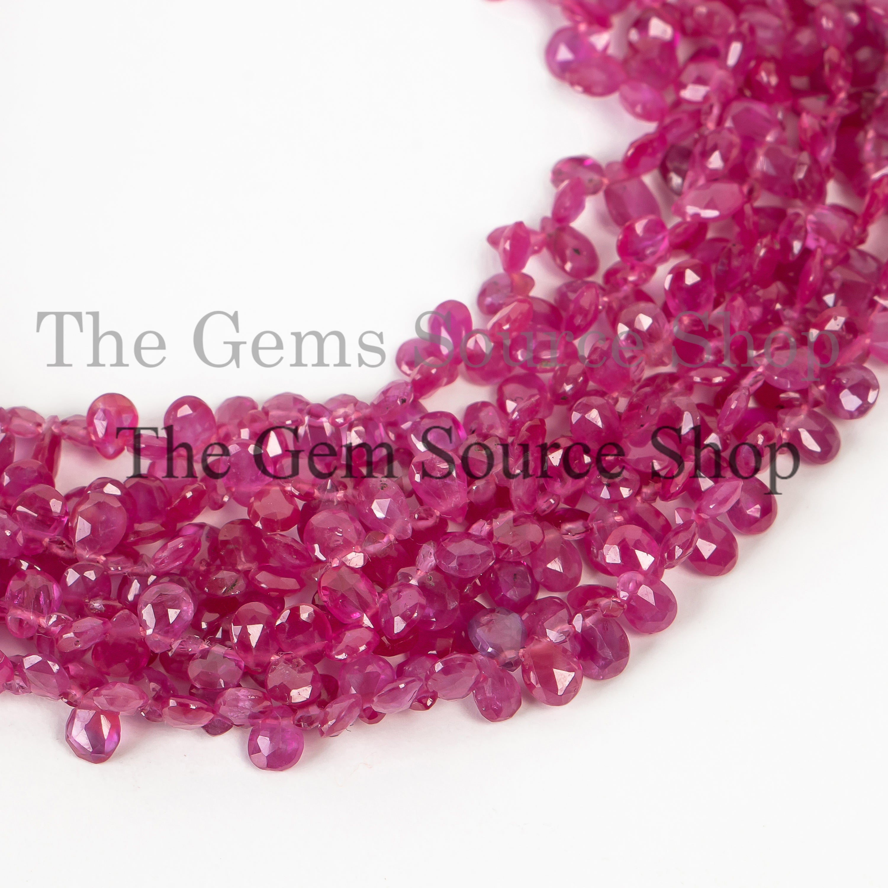 Natural Burma Ruby Faceted Pear Shape Gemstone Beads, Burma Ruby Faceted Beads, Burma Ruby Pear Shape Beads, High Quality Burma Ruby Beads