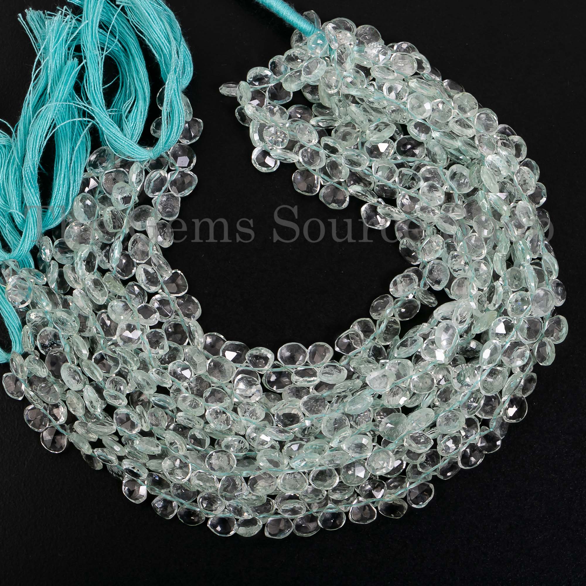 AA Quality Aquamarine Beads, Aquamarine Faceted Beads, Aquamarine Heart Shape Beads