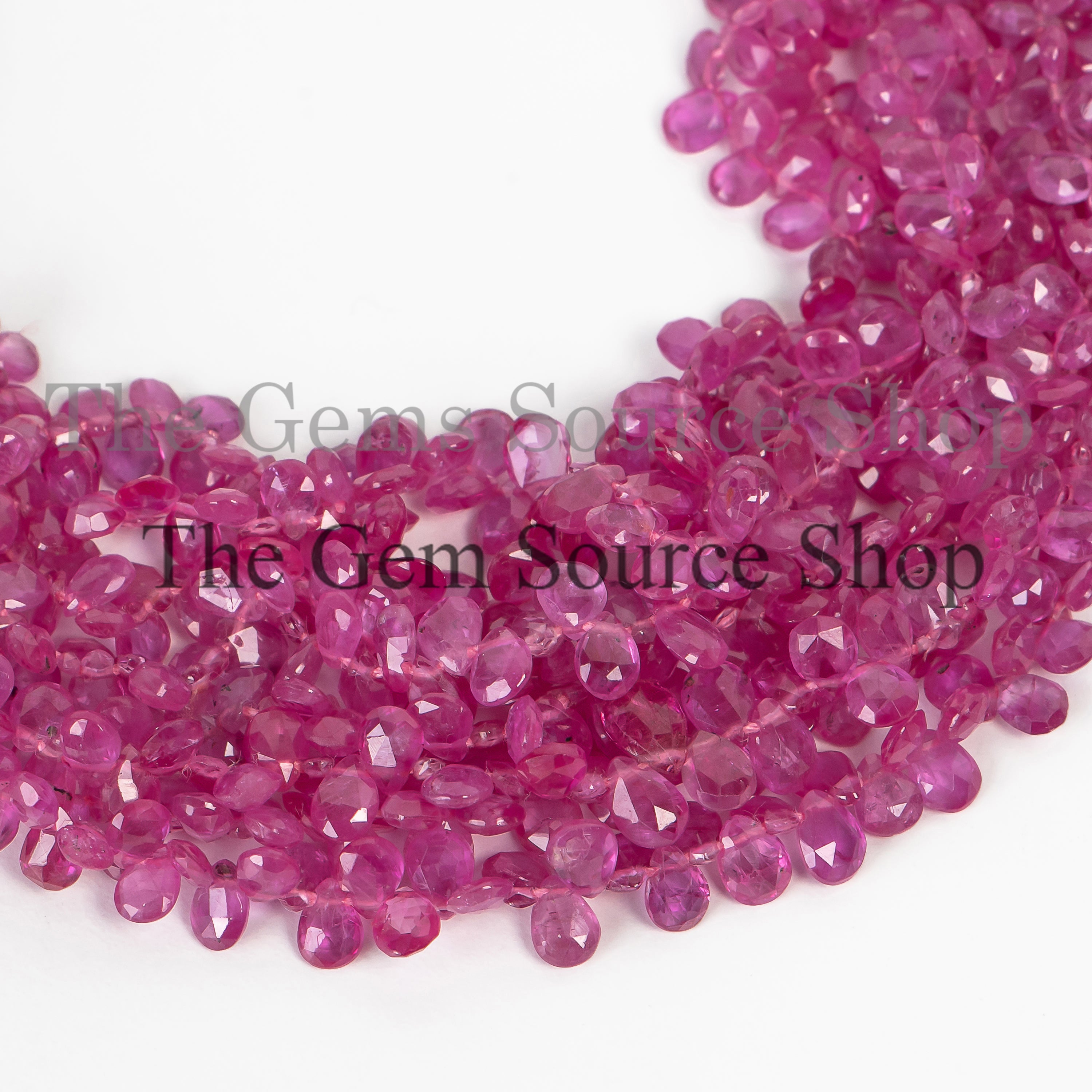 2x3-4x5.50mm Burma Ruby Pear Briolette, Natural Gemstone Beads, Burma Ruby Faceted Beads, Burma Ruby Pear Beads, Top Quality Burma Ruby