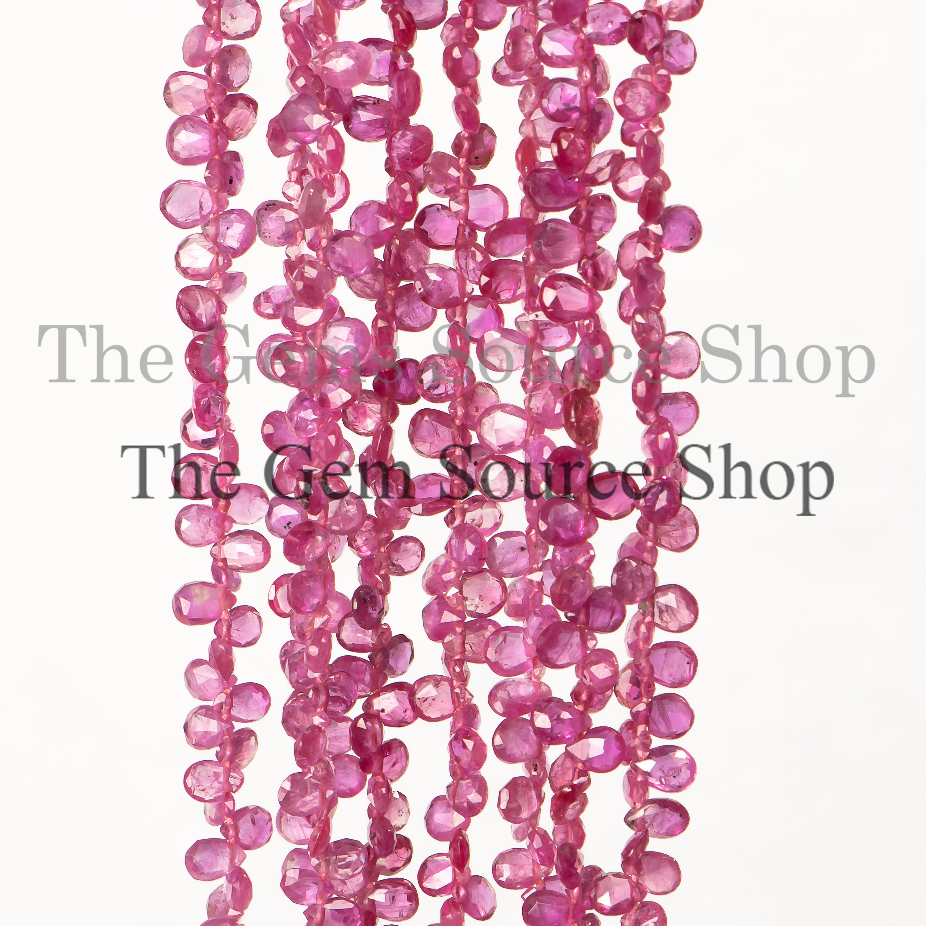 2x3-4x5.50mm Burma Ruby Pear Briolette, Natural Gemstone Beads, Burma Ruby Faceted Beads, Burma Ruby Pear Beads, Top Quality Burma Ruby