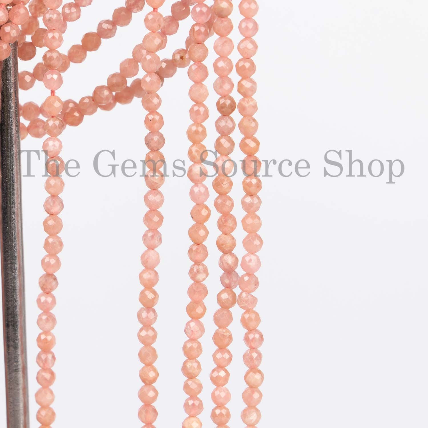 Rhodochrosite Faceted Beads, Rhodochrosite Rondelle Beads, Machine Cut Beads, Wholesale Gemstone Beads
