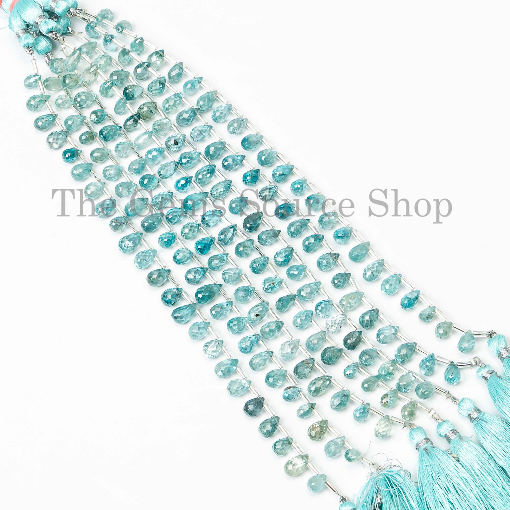 Blue Zircon Faceted Beads, Tear Drop Beads, Drop Briolette, Gemstone Beads