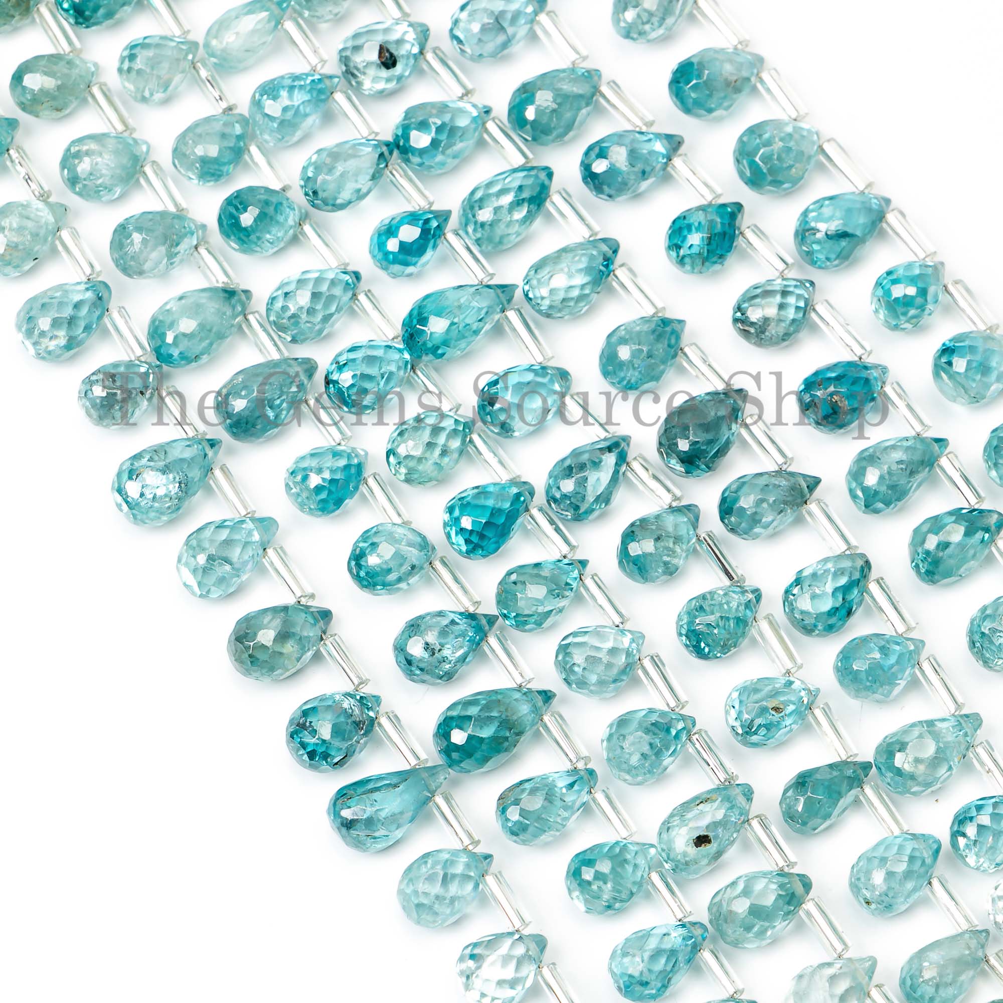 Blue Zircon Faceted Beads, Tear Drop Beads, Drop Briolette, Gemstone Beads